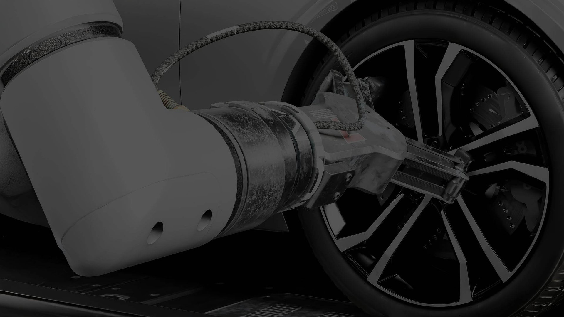 industry automotive car wheel and robot arm